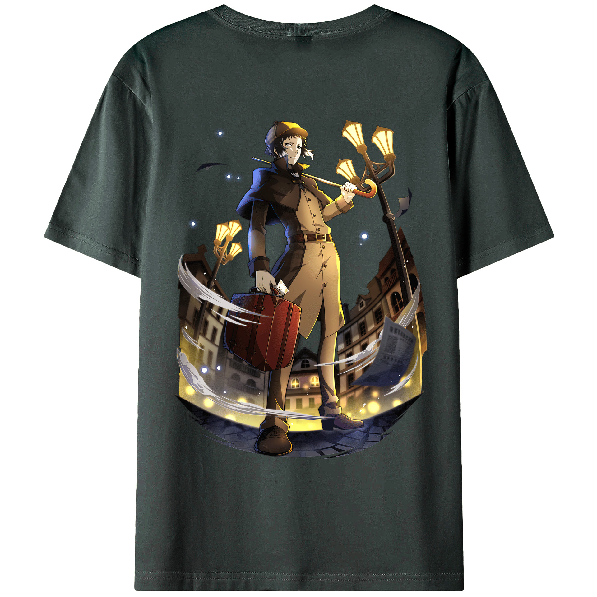 （画像用） 文豪ストレイドッグス Bungo Stray Dogs 綿100％ メンズ半袖Tシャツ（バックプリント） 通気性